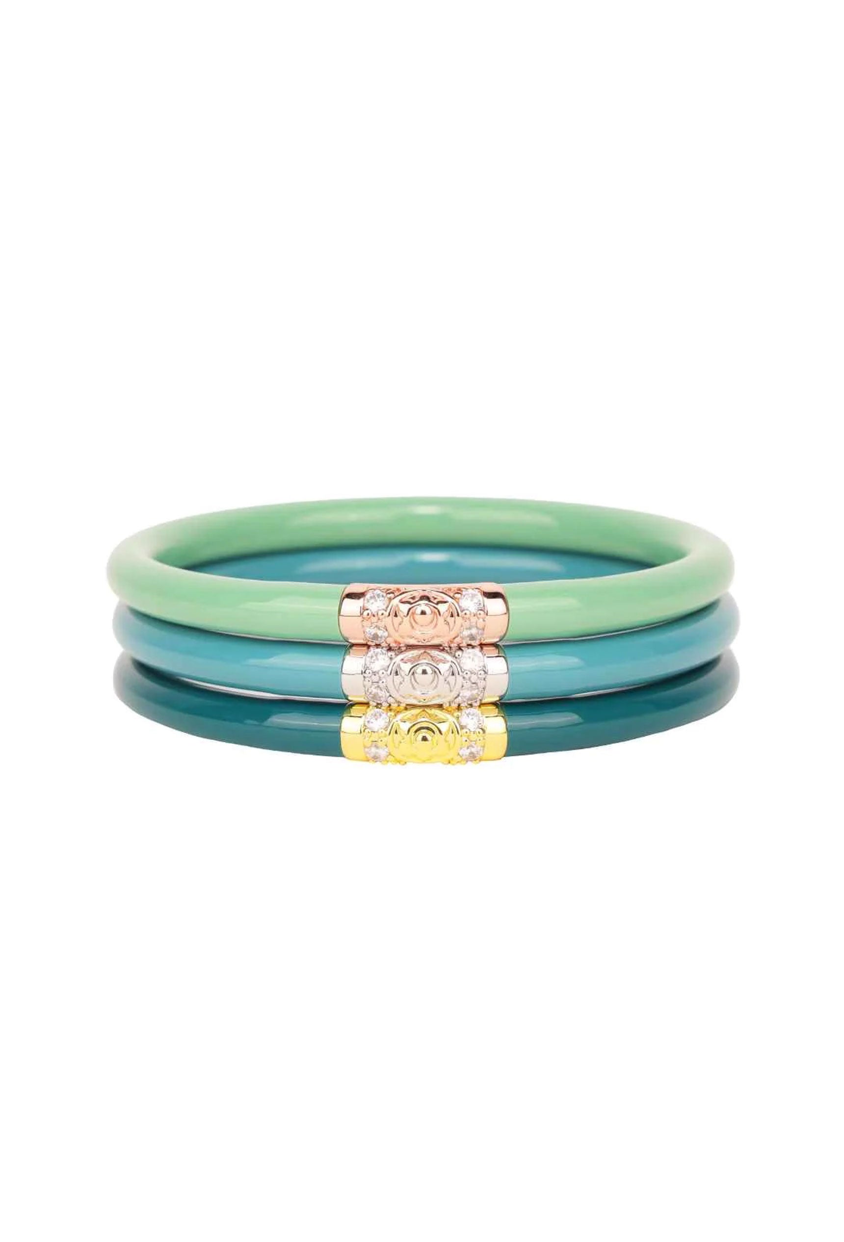 Set of 3 Rose Gold All Weather Bangles by BuDhaGirl - NEWTWIST