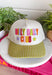Slow down and enjoy the little moments with this colorful trucker hat. Featuring "Dilly Dally Club" embroidered in vibrant colors alongside a playful purple and lime green star, this hat is full of personality and happy vibes. The lime green bill with neutral stripe detailing and coordinating top button make it a standout accessory that's perfect for everything from weekend adventures to coffee runs and casual days out.