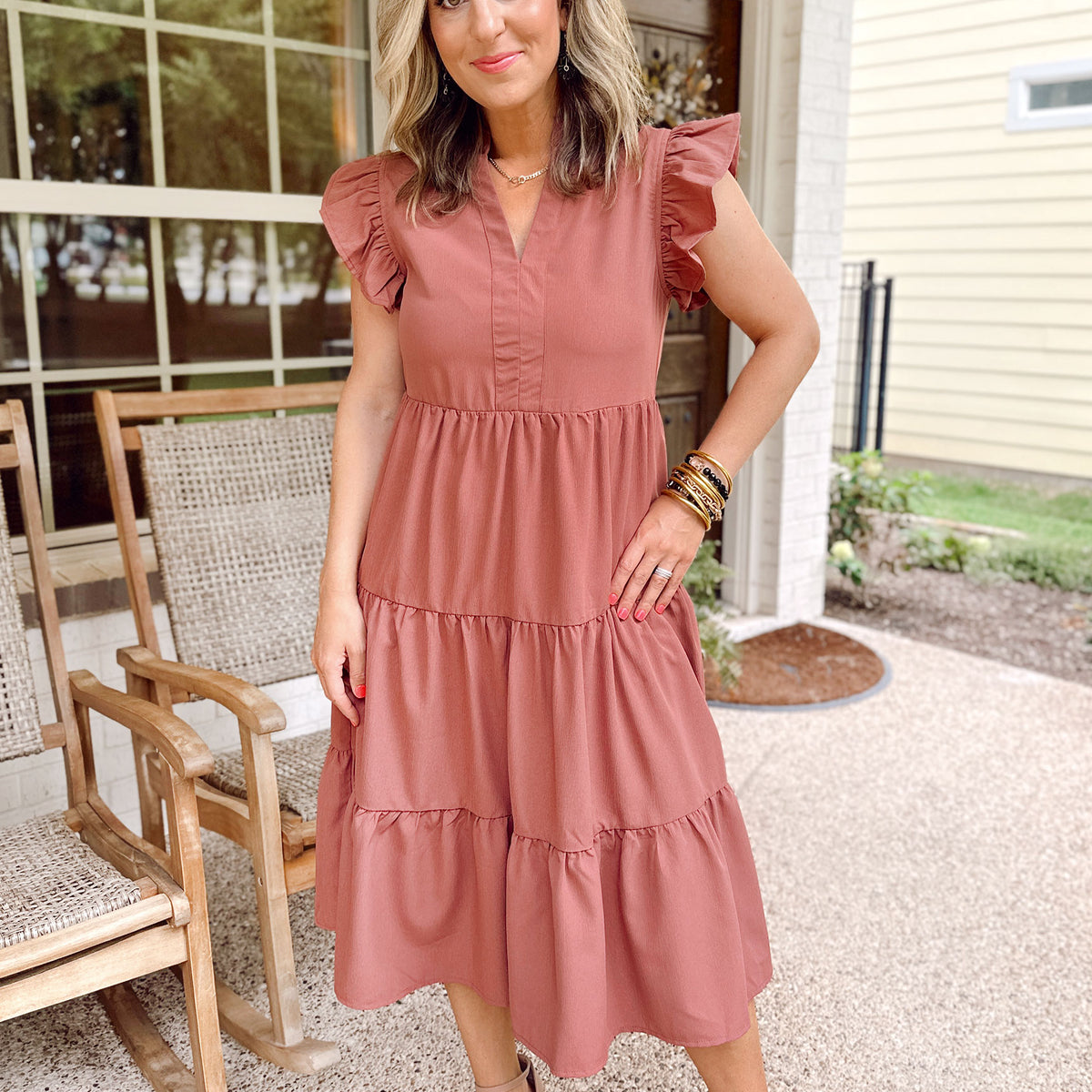 Dreaming of Paris Midi Dress in Cinnamon