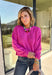 Nothing says cozy season like a classic fuchsia sweater, and this timeless knit from Double Zero is one you'll reach for again and again. Designed in a fuchsia hue, this effortlessly versatile sweater features exposed seam detailing that adds a modern touch to its classic silhouette. Ribbed trim at the neckline and cuffs provides a polished finish, while the soft knit construction keeps you warm and comfortable all day long.