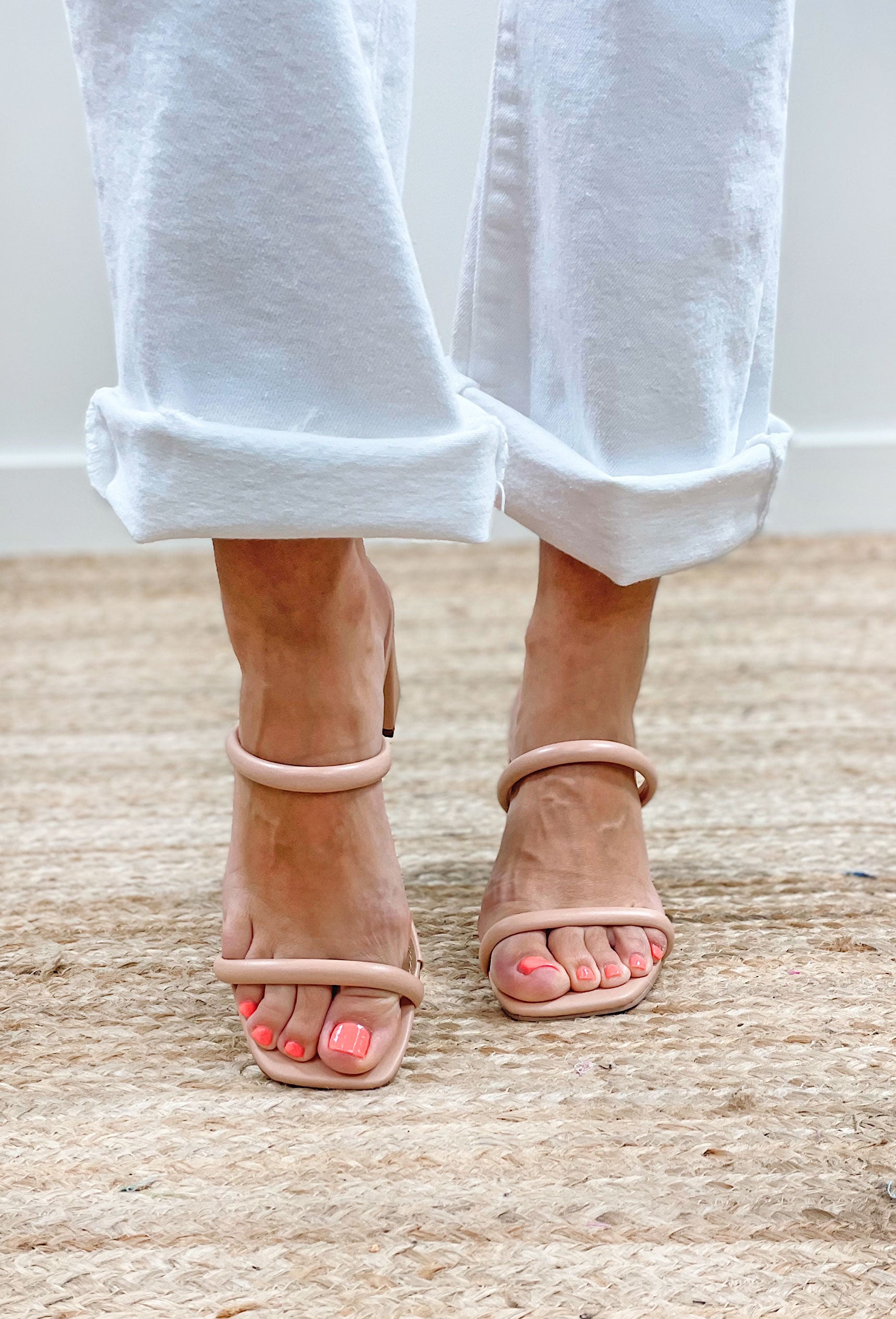 Women's Ankle Strap Nude Heels