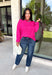Every wardrobe needs a classic sweater you'll reach for season after season, and this cozy knit from Double Zero is just that. Designed in a bold fuchsia hue, this timeless sweater is effortlessly versatile and easy to style with all your favorite fall pieces. Ribbed detailing at the neckline, cuffs, and hem adds a polished finish, while the ultra-soft knit keeps you warm and comfortable without feeling bulky. 