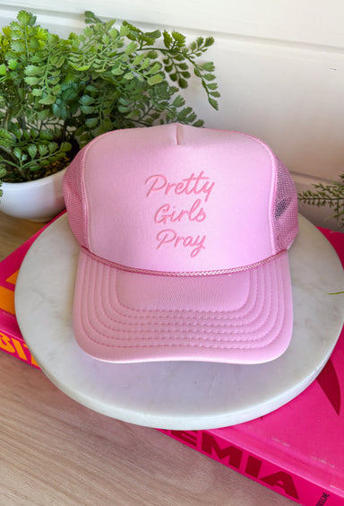 This light pink trucker hat is the sweetest blend of style and meaning for summer! Featuring a monochromatic “Pretty Girls Pray” design, it’s a subtle yet powerful statement piece that adds heart to any outfit. The soft pink tone keeps it feminine and easy to style, while the breathable mesh backing and adjustable fit make it perfect for sunny, on-the-go days. Whether you're heading out for errands, time with family, or just soaking up the day, this hat is a feel-good favorite. 