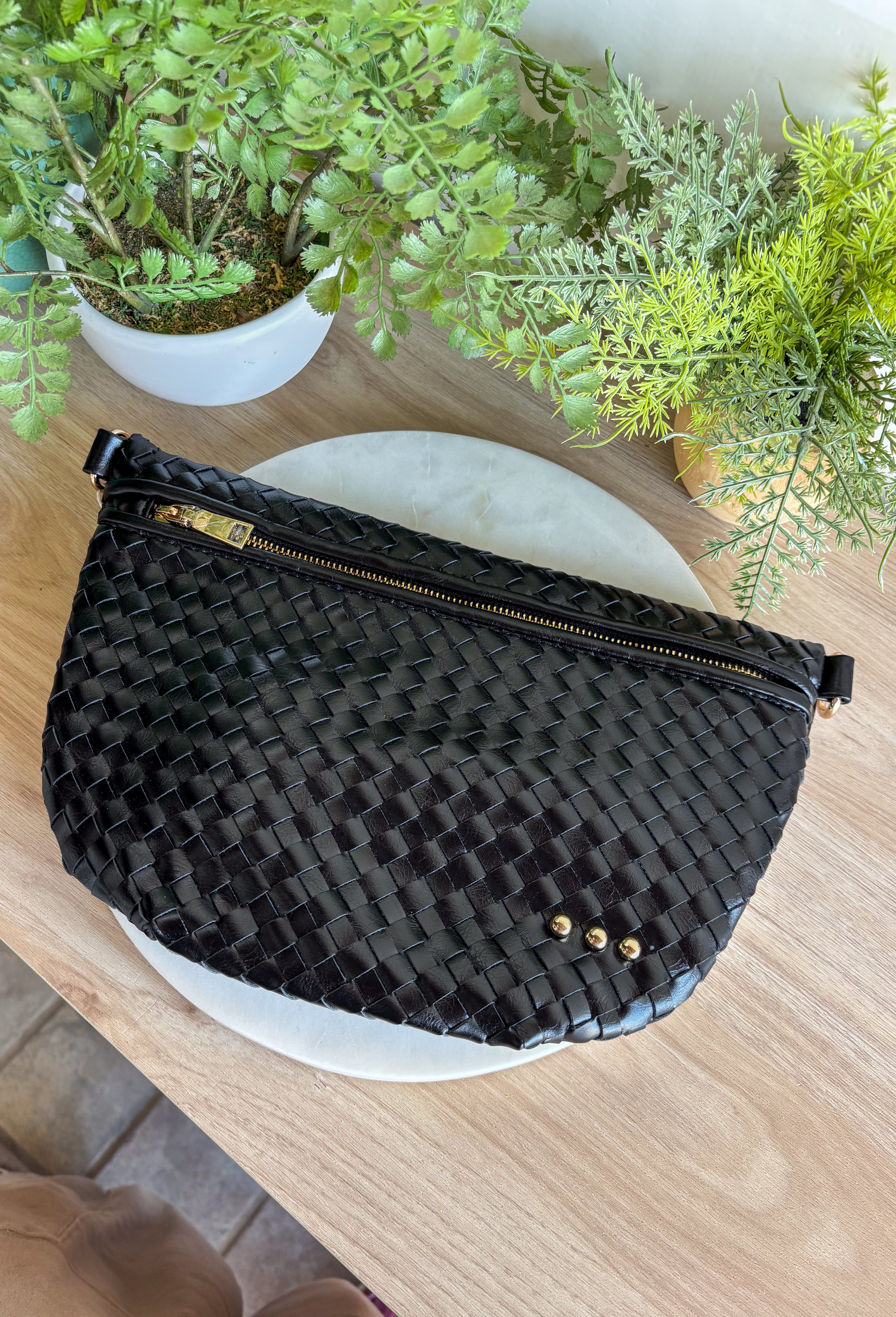 Pretty Simple Woven Westlyn Bum Bag in Black - Groovy's