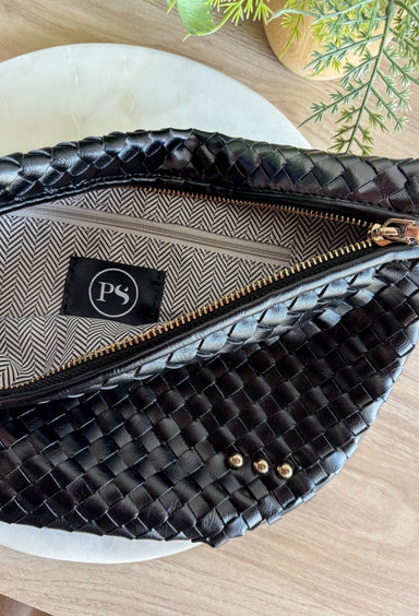 Pretty Simple Woven Westlyn Bum Bag in Black - Groovy's