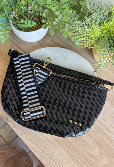 Pretty Simple Woven Westlyn Bum Bag in Black - Groovy's
