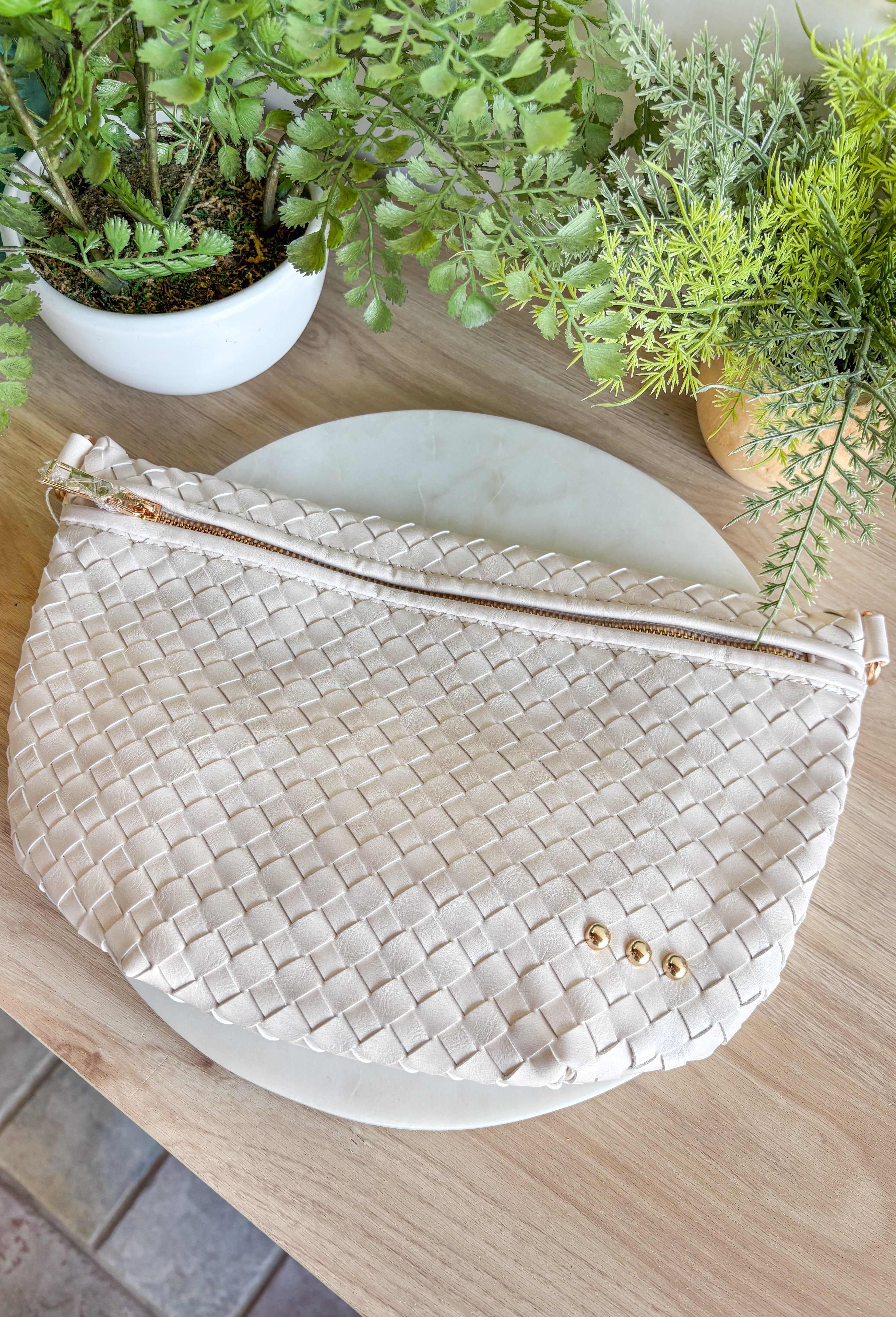 Pretty Simple Woven Westlyn Bum Bag in Cream - Groovy's