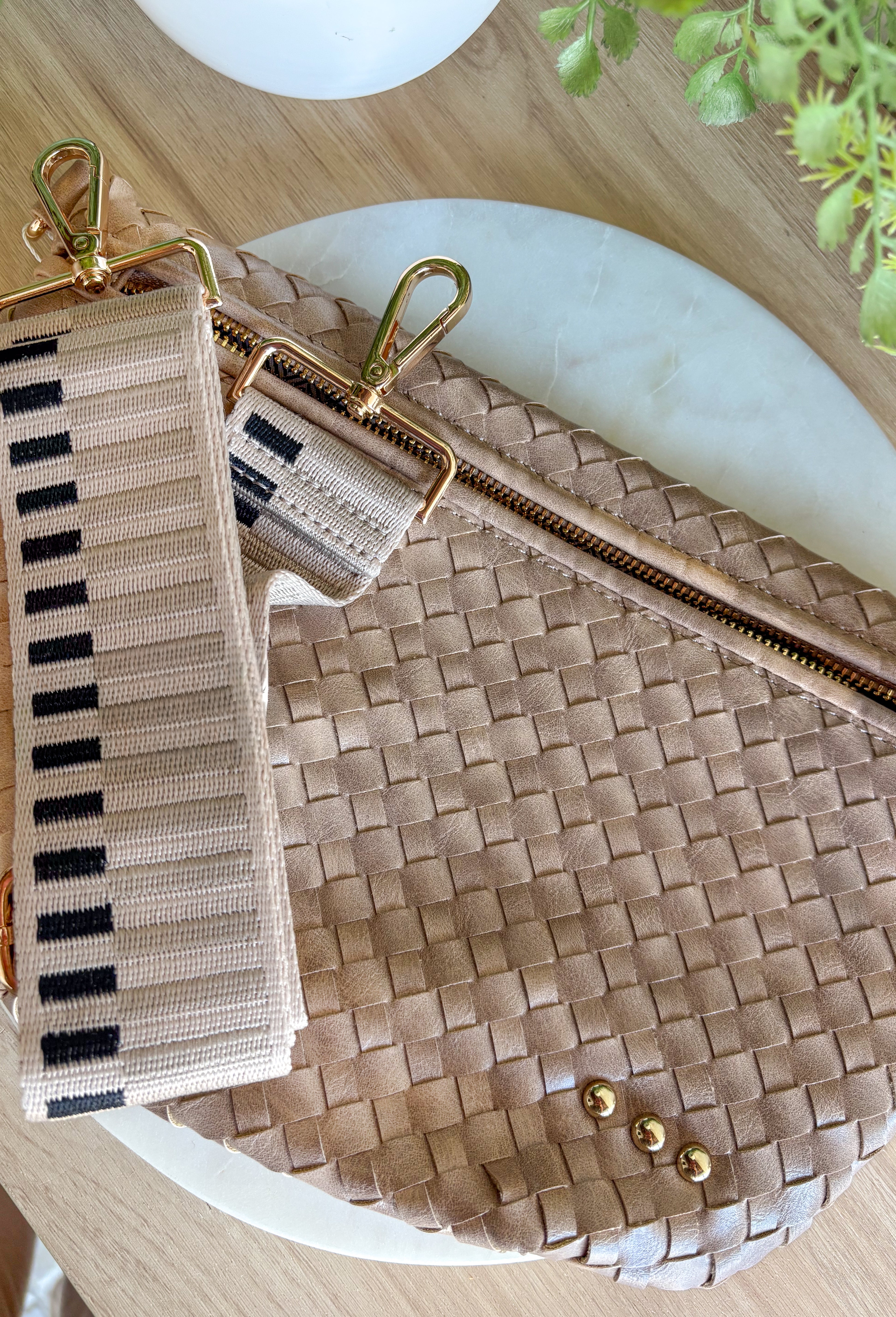 Pretty Simple Woven Westlyn Bum Bag in Taupe - Groovy's