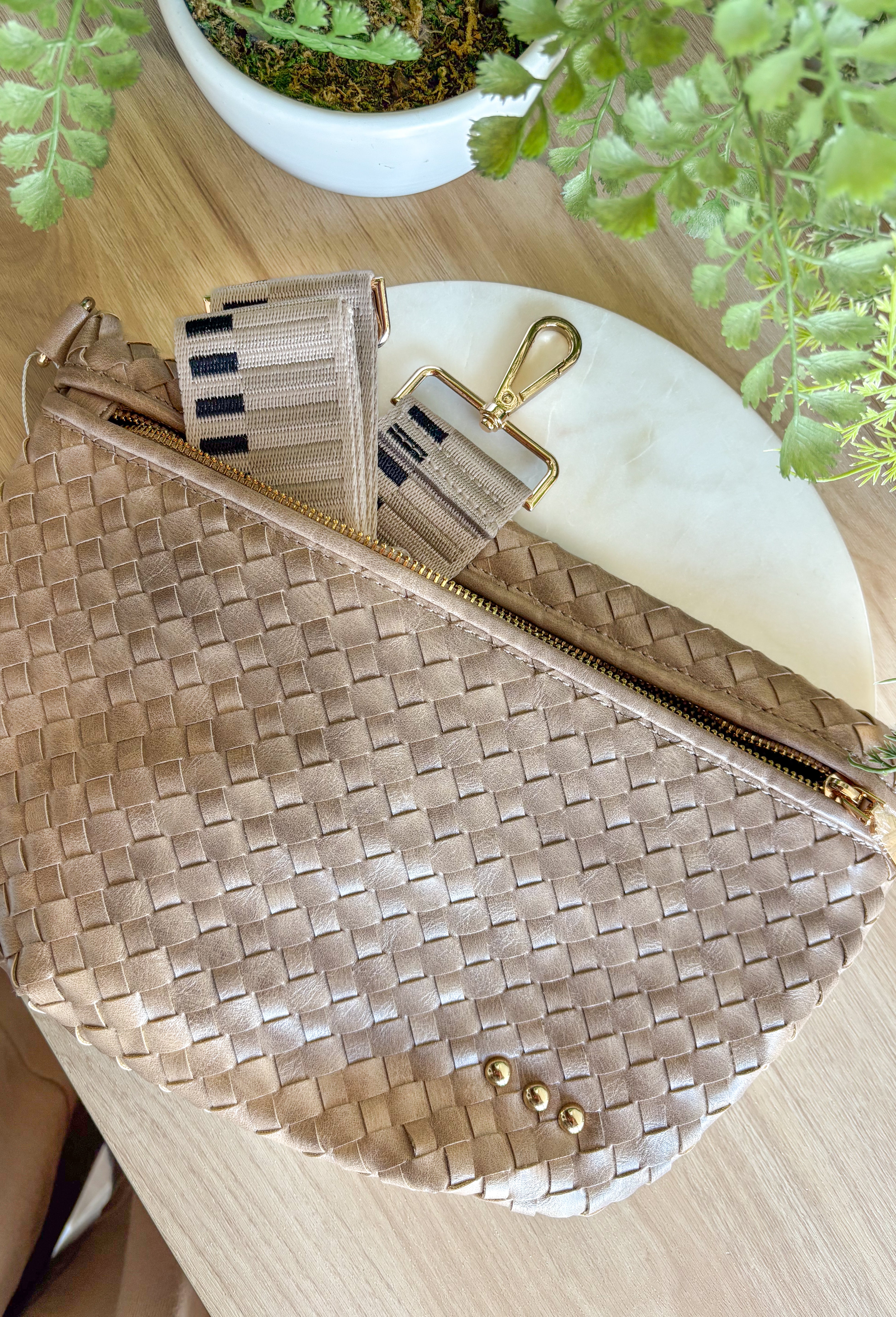 Pretty Simple Woven Westlyn Bum Bag in Taupe - Groovy's