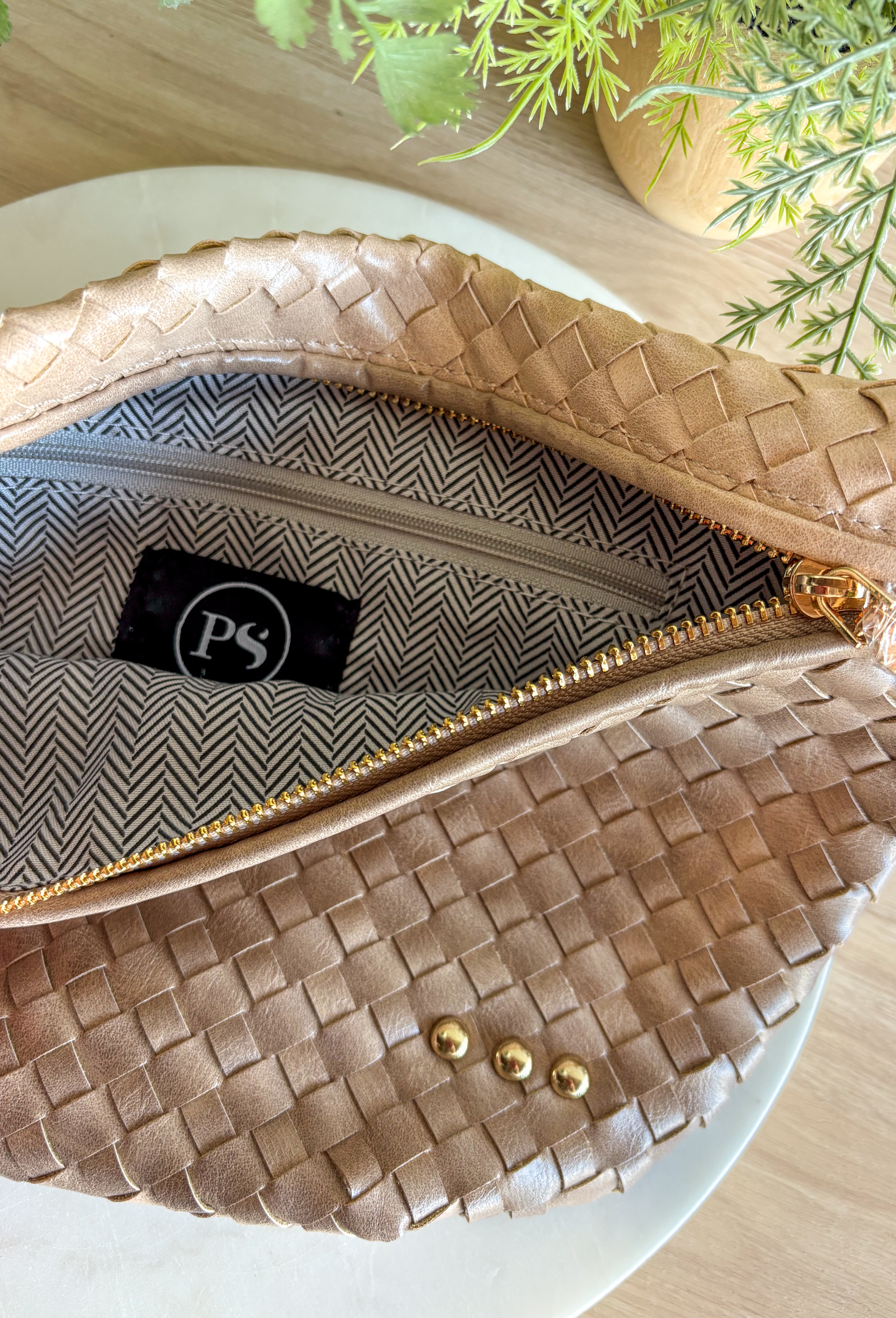 Pretty Simple Woven Westlyn Bum Bag in Taupe - Groovy's