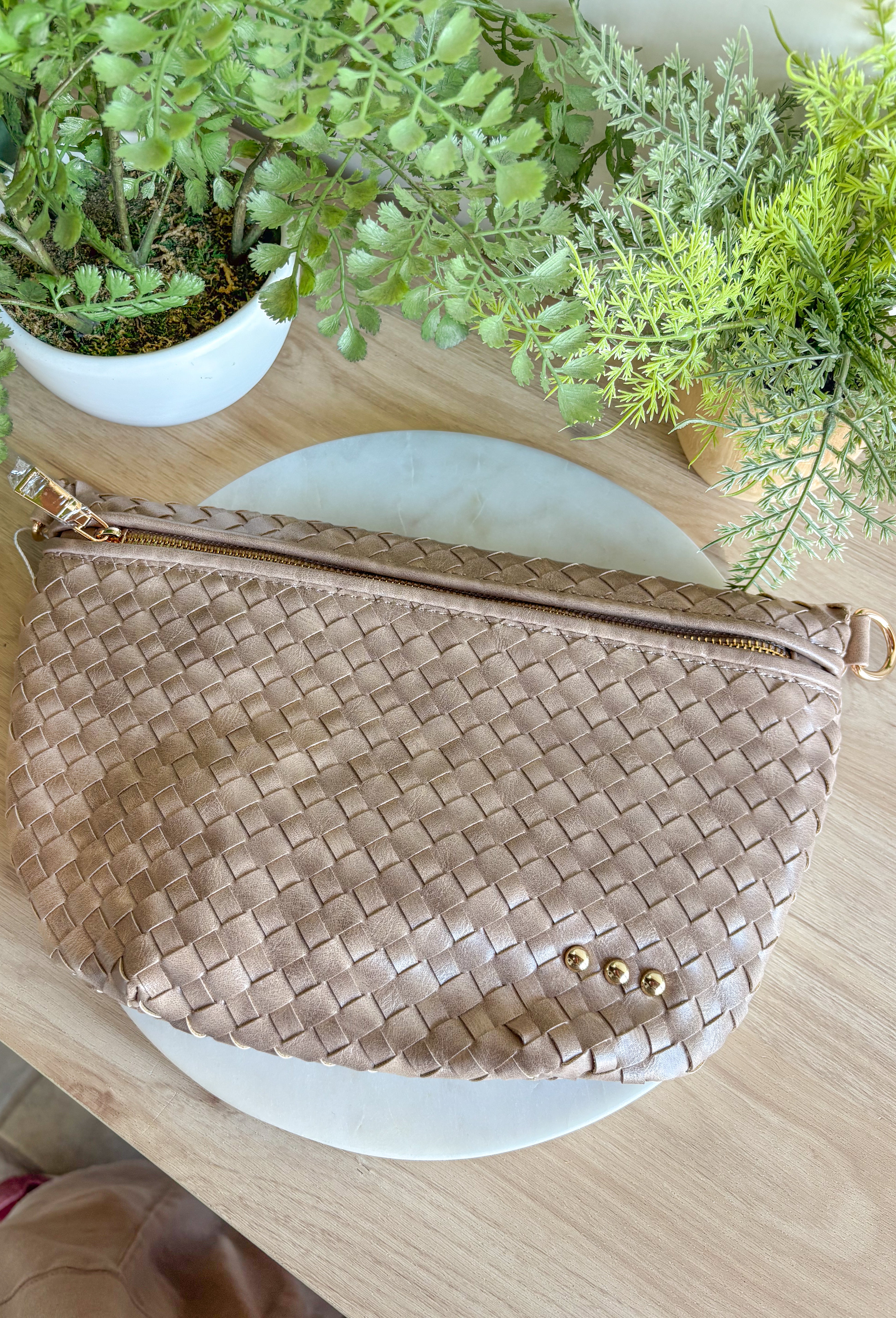 Pretty Simple Woven Westlyn Bum Bag in Taupe - Groovy's