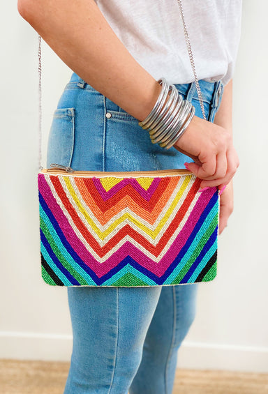 Seeing Stripes Beaded Clutch, striped beaded clutch