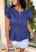 This navy top is such a timeless staple for your summer wardrobe! The rich color feels classic and easy to style, while the elastic waist creates a flattering, effortless shape that’s comfortable for all-day wear. The ruffle sleeves add a soft, feminine touch, and the v-neckline keeps it light and breezy for warm days. Made from breathable cotton, it’s perfect for everything from casual outings to lunch with friends.