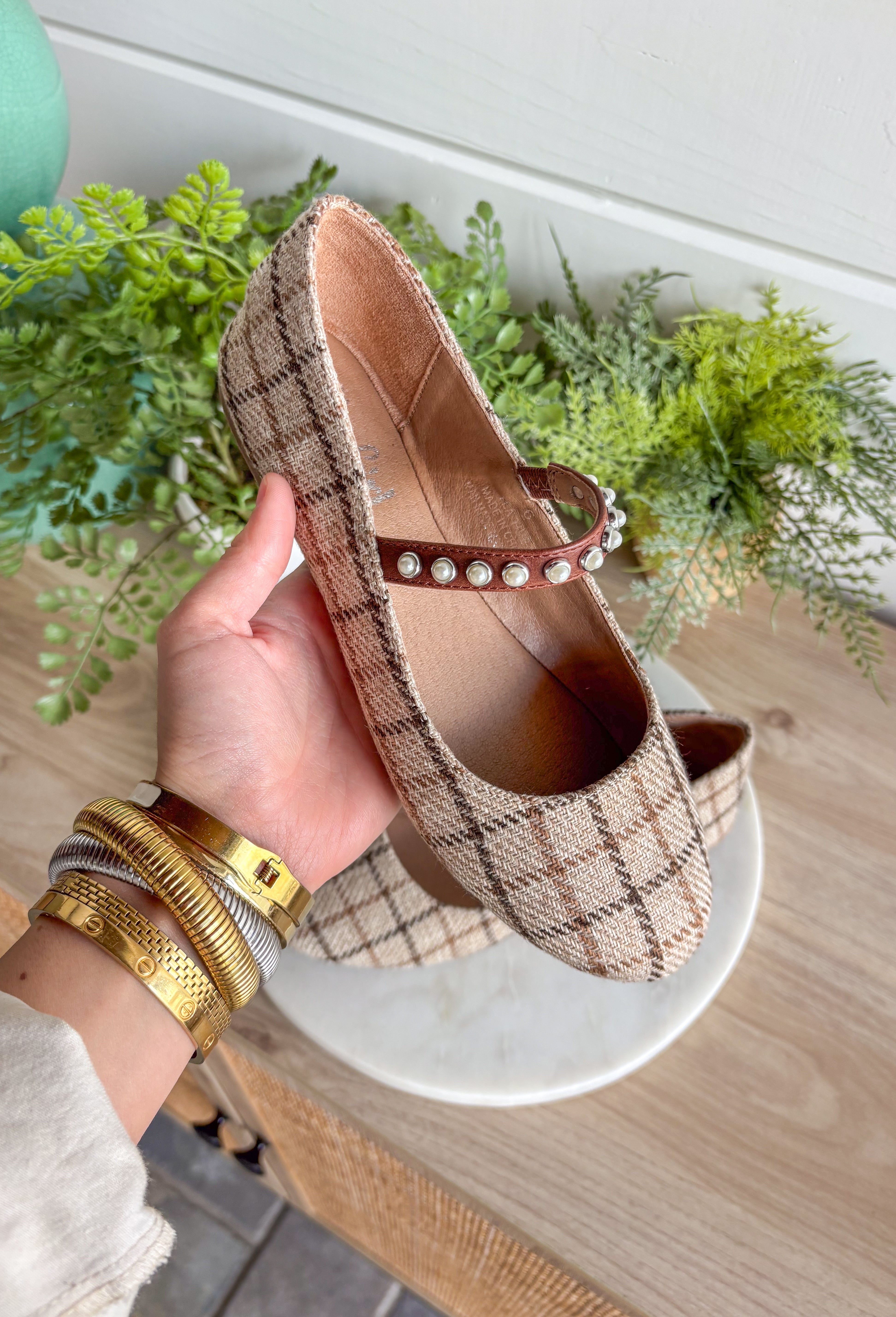 Tea Time Plaid Mary Jane Flat - Groovy's