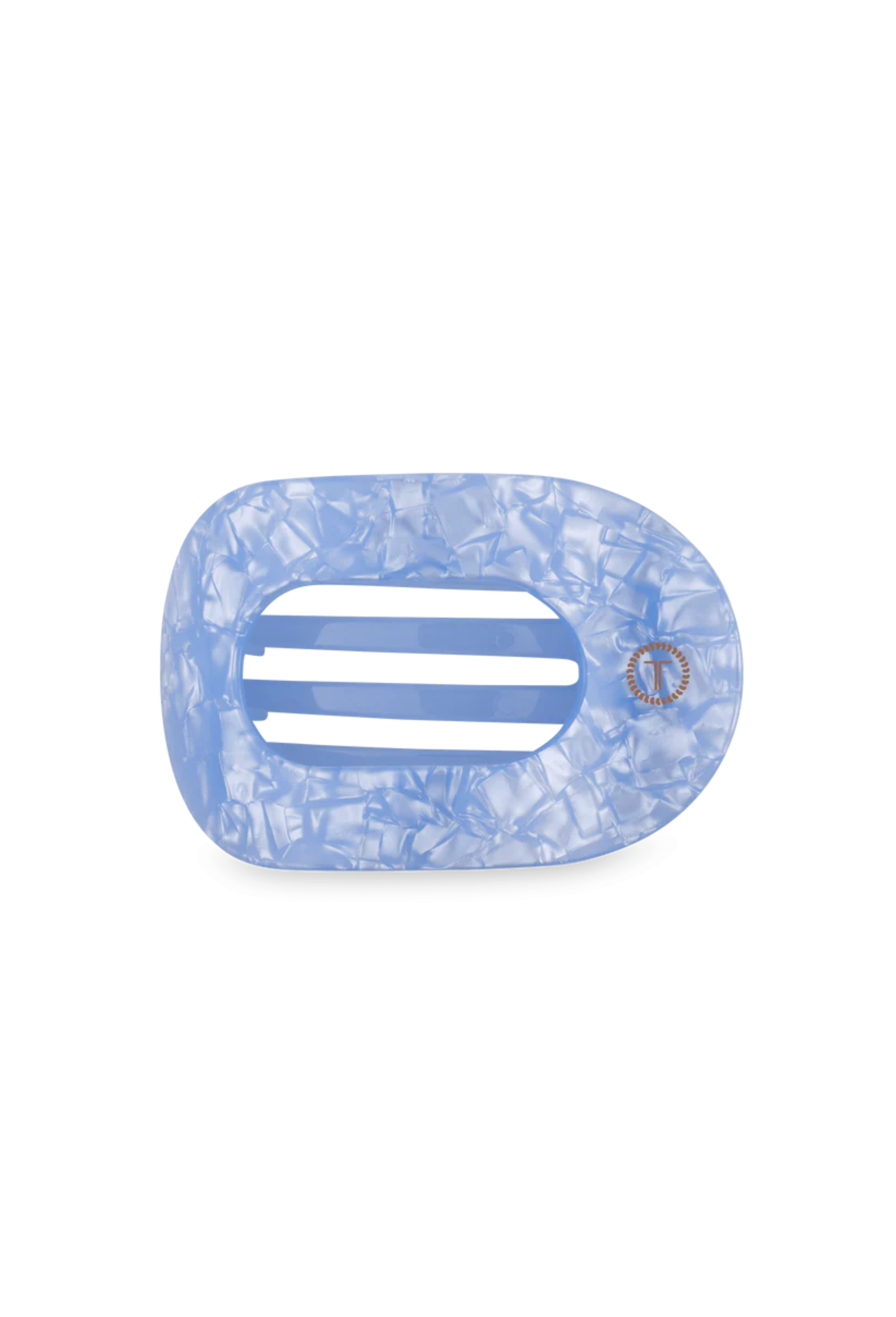 Lay flat and relax with the new&nbsp;TELETIES Soft Surf Medium Flat Round&nbsp;Hair Clip&nbsp;in Blue Lagoon. This hair clip is designed to allow you to lay back flat, do yoga, or sit comfortably in a seat with a headrest, and it is made with the same material that is nearly unbreakable.