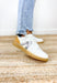 Vesta Sneaker in White, White and Silver metallic sneakers with white laces and gum sole