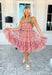 A Little Bit Flirty Dress, tule floral strapless dress with smocked chest in the colors red, pink, orange, yellow, blue, brown, and cream, can also be worn as a  midi skirt