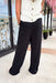 Hallie Linen Pants in Black, black linen wide leg pants with pockets, elastic waist band and drawstring