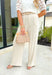Saltwater Sunrise Linen Pants, washed cream linen pants with pockets and belt loops 