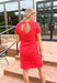 Up For Debate Dress, cranberry crochet knit short sleeve dress with tie detail on the back 