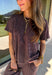 Easy days call for a matching set that looks put together without sacrificing comfort. This two-piece set from Twentifourth features a short sleeve tee and coordinating wide leg pants in a rich mix of merlot, navy, and off white stripes. The soft cotton-blend fabric has a touch of stretch for comfortable all-day wear, while the elastic waistband keeps the pants relaxed and easy. 