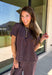 Easy days call for a matching set that looks put together without sacrificing comfort. This two-piece set from Twentifourth features a short sleeve tee and coordinating wide leg pants in a rich mix of merlot, navy, and off white stripes. The soft cotton-blend fabric has a touch of stretch for comfortable all-day wear, while the elastic waistband keeps the pants relaxed and easy. 