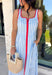 Classic stripes with a pop of color? Yes please! This blue and white striped sleeveless midi dress by Entro is the perfect spring-to-summer piece when you want something easy, flattering, and a little fun. The red contrast trim adds the cutest standout detail, and the v-cut neckline gives it a clean, modern touch that feels effortlessly polished. Just add sandals and sunnies for daytime, or dress it up with wedges and gold jewelry for an easy night-out look.