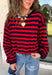 Classic stripes never go out of style, and this cozy knit top from Hyfve is the perfect addition to your fall wardrobe. Featuring bold red and navy stripes, this timeless top offers a relaxed silhouette that's easy to dress up or down. Ribbed detailing at the neckline, cuffs, and hem gives it a polished finish, while the soft fabric keeps you warm and comfortable all day long. 