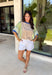 This color block stripe top is the perfect mix of laid-back and fun for summer! With shades of coral, tan, green, and blue, it brings a fresh pop of color while still feeling easy to style. The dark blue threading throughout adds a subtle contrast that pulls everything together, and the dolman sleeves give it that relaxed, effortless fit. Soft, stretchy, and breathable, it’s perfect for busy days when you want to feel comfortable but still put together. 