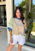 This color block stripe top is the perfect mix of laid-back and fun for summer! With shades of coral, tan, green, and blue, it brings a fresh pop of color while still feeling easy to style. The dark blue threading throughout adds a subtle contrast that pulls everything together, and the dolman sleeves give it that relaxed, effortless fit. Soft, stretchy, and breathable, it’s perfect for busy days when you want to feel comfortable but still put together. 