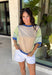 This color block stripe top is the perfect mix of laid-back and fun for summer! With shades of coral, tan, green, and blue, it brings a fresh pop of color while still feeling easy to style. The dark blue threading throughout adds a subtle contrast that pulls everything together, and the dolman sleeves give it that relaxed, effortless fit. Soft, stretchy, and breathable, it’s perfect for busy days when you want to feel comfortable but still put together. 