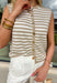This tan and white stripe sweater tank is the effortless neutral your summer wardrobe needs! Designed with a soft, lightweight knit, it’s breathable and comfortable while still looking polished. The gold textured buttons add the perfect elevated touch, making this an easy piece to dress up or keep casual. The classic stripe pattern keeps it timeless, while the sleeveless design makes it ideal for warm days. Pair it with denim shorts, white jeans, or flowy pants for an easy, put-together look. 