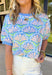 This short sleeve light blue top by Umgee is such a sweet and easy way to bring a little spring color into your everyday look. The floral print features soft pops of peach, white, and green for a fresh, pretty vibe that pairs perfectly with denim, white jeans, or even shorts once the weather warms up.The fabric has a light stretch that makes it easy to move in and super comfortable for all-day wear—whether you’re heading to work, running errands, or meeting friends for lunch. 