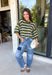 Fresh stripes and easy fall colors come together in this short sleeve sweater from Entro. The olive base is accented with off white and light blue stripes for a color combination that feels a little unexpected while still being easy to style. Made from 100% cotton, the knit has a comfortable feel that works especially well during those in-between fall days when it’s not quite cool enough for heavy layers. 