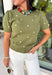 Add a playful touch to your fall wardrobe with this charming sweater from Sunday Edition. Designed in a rich olive knit, this short sleeve sweater features beautifully embroidered white polka dots for a timeless look with a fun twist. The ribbed neckline, cuffs, and hem give it a classic finish, while the soft 100% cotton knit keeps it comfortable for all-day wear. Easy to dress up or down, this versatile sweater is perfect for everything from workdays to weekend outings.