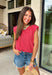 This red stripe tank is the ultimate classic for summer—especially for all your 4th of July plans! The white stripe print keeps it timeless, while the muscle tank style with soft shoulder pads adds that structured, on-trend touch. The elastic hem creates a flattering, easy shape that pairs perfectly with denim or shorts. Made from a lightweight, breathable blend, it’s comfortable enough for all-day wear—from backyard BBQs to fireworks. This is one of those effortless pieces that always looks put together.