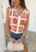 This sleeveless crochet lace embroidered top is bringing all the vibrant, sunshine-ready energy. Designed with a colorful mix of off white, orange, pink, blue, and mustard, it’s the kind of piece that instantly makes an outfit feel fun and fresh. The intricate crochet lace and embroidered details give it that handcrafted look we love, while the button-down front keeps it classic and easy to style. With its cropped length, it pairs perfectly with high-rise denim, skirts, or shorts.