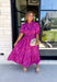 Bubbly Personality Midi Dress in Magenta - Groovy's