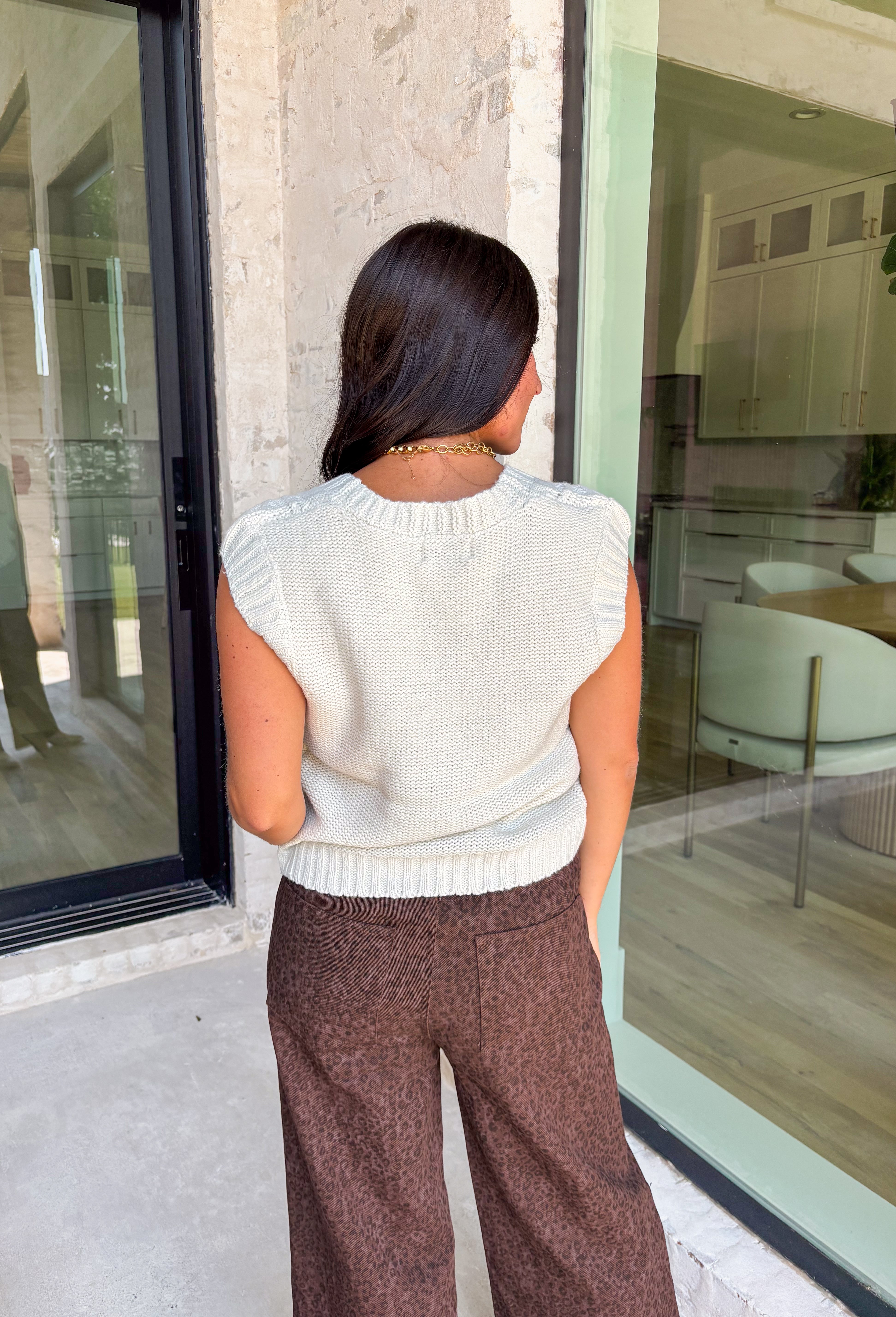 Case Closed Sweater Vest in Natural - Groovy's