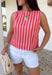 Easy, breezy, and made for sunny days—this red and pink striped tank is the kind of spring staple you’ll reach for on repeat. It’s lightweight, comfy, and effortlessly cute with a classic stripe that never goes out of style. The keyhole closure in the back adds a fun little detail that makes it feel extra special while still keeping it totally everyday-wearable.