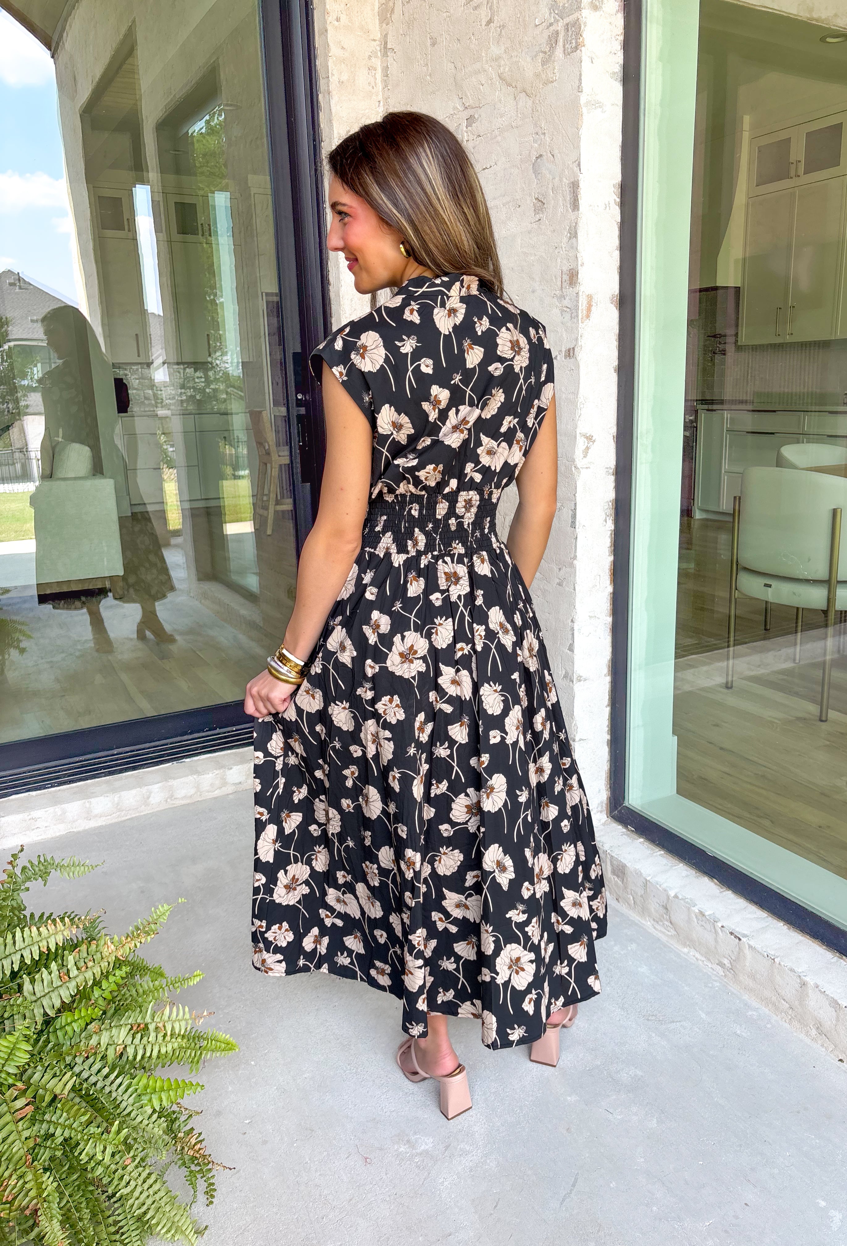 Cherished Moment Floral Midi Dress - Groovy's