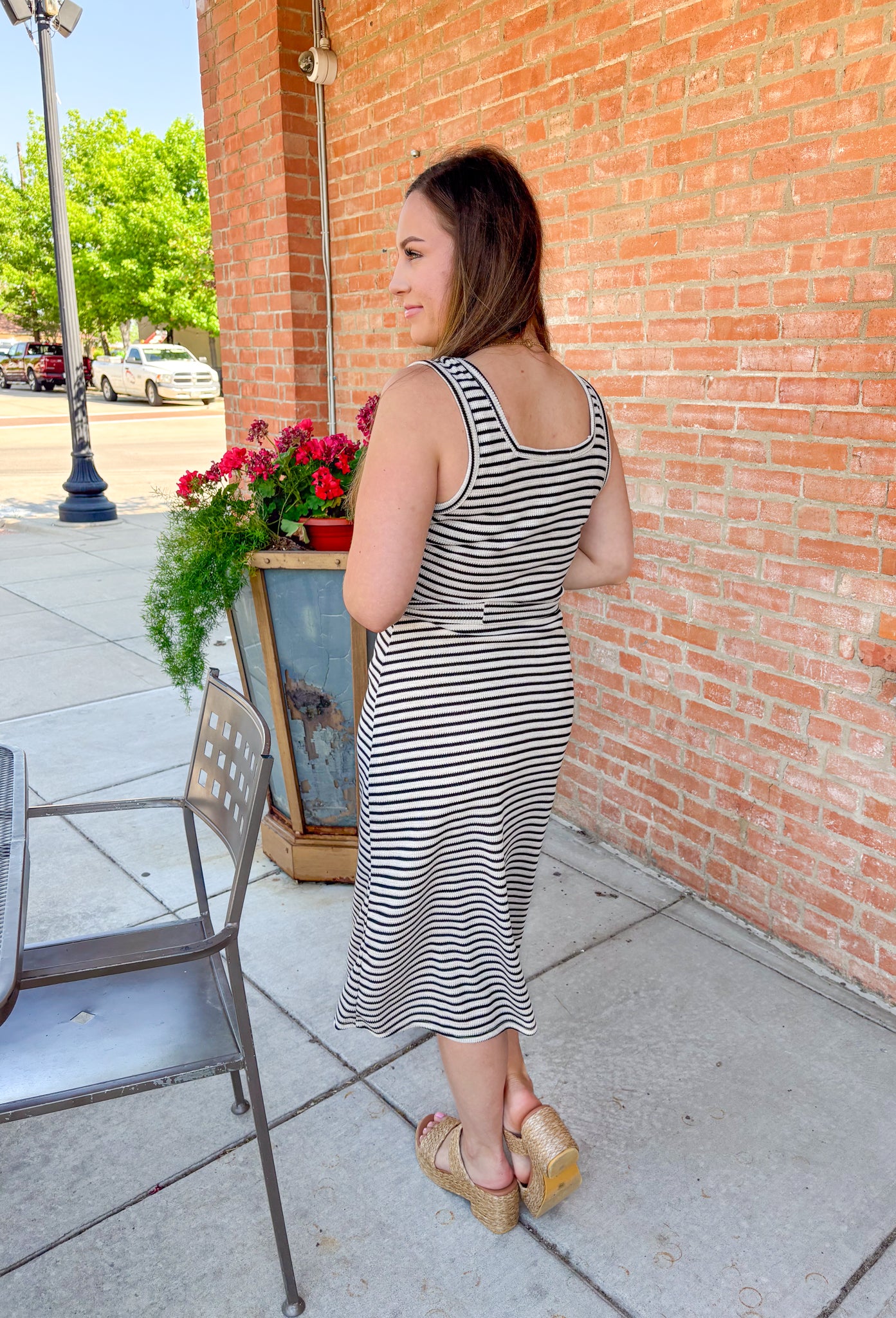 Chic in Stripes Midi Dress - Groovy's