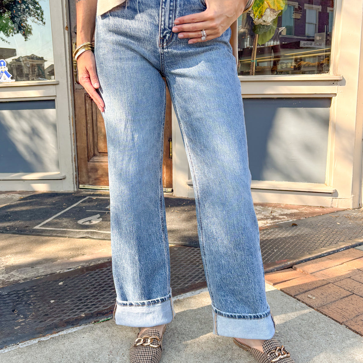   jeans レザー パンツ　sample 90s WEB_Clare90sWideLegJeanbyVerve