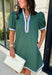 Classic with a modern twist, this hunter green dress is the definition of effortless fall style. Rich hunter green is beautifully accented with light blue and white trim along the front, sides, hem, and sleeves for a look that feels both timeless and eye-catching. The front button details and soft puff sleeves add just the right amount of charm, while the fully lined design and side pockets make it as comfortable as it is stylish. 