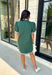 Classic with a modern twist, this hunter green dress is the definition of effortless fall style. Rich hunter green is beautifully accented with light blue and white trim along the front, sides, hem, and sleeves for a look that feels both timeless and eye-catching. The front button details and soft puff sleeves add just the right amount of charm, while the fully lined design and side pockets make it as comfortable as it is stylish. 