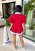 This red babydoll top is the perfect blend of playful and polished for the fall season! The rich red color makes a statement, while the crisp white contrast trim along the collar, front, and sleeves adds a classic touch that never goes out of style. Puff sleeves and the relaxed babydoll silhouette create an easy, flattering fit you'll love for busy days and weekend plans alike. Made from breathable cotton, it's comfortable enough for all-day wear and easy to layer under a denim jacket.