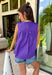 This purple sleeveless top is the versatile staple your wardrobe needs all year long! The vibrant color makes it a standout choice for game day season, while the clean, classic silhouette ensures you'll wear it far beyond football weekends. Designed with a high round neckline and a simple keyhole button closure in the back, it has an elevated look that's easy to dress up or down. 