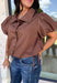 Elevate your everyday wardrobe with this effortlessly polished blouse from Entro. Designed in a rich chocolate brown hue, this timeless top features a classic button-front design with a collared neckline for a sophisticated look. Feminine puff sleeves and charming side tie details add a modern twist, creating a flattering silhouette that's easy to dress up or down. Crafted from breathable cotton, this versatile blouse is perfect for everything from office days to weekend brunches.