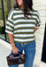 Wrap yourself in effortless comfort with a sweater that's made for all your favorite fall moments! This cozy ribbed knit blends soft off white, light blue, and olive tones into a timeless color palette that's easy to style throughout the season. The lightweight feel makes it perfect for layering without adding bulk, while the 3/4-length sleeves offer just the right amount of coverage for crisp mornings and sunny autumn afternoons. 