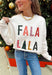 Add a playful pop of holiday cheer to your winter wardrobe with this cozy off-white sweater by Main Strip! Featuring “Fa La La La” embroidered across the front in colorful letters—each with its own fun print—this soft knit is full of festive spirit. Perfect for holiday parties, casual days, or cozy nights in, it’s the kind of merry piece you’ll wear all season long.